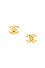 FWRD Renew Chanel 1996 CC Turnlock Clip-On Earrings in Gold, view 1, click to view large image.