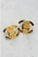 FWRD Renew Chanel 1996 CC Turnlock Clip-On Earrings in Gold, view 3, click to view large image.