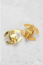 FWRD Renew Chanel 1996 CC Turnlock Clip-On Earrings in Gold, view 4, click to view large image.