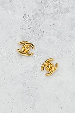 FWRD Renew Chanel 1996 CC Turnlock Clip-on Earrings in Gold, view 2, click to view large image.