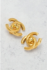 FWRD Renew Chanel 1996 CC Turnlock Clip-on Earrings in Gold, view 5, click to view large image.