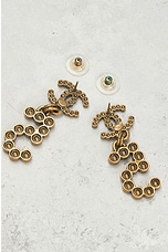 FWRD Renew Chanel Coco Mark Rhinestone Earrings in Gold, view 4, click to view large image.