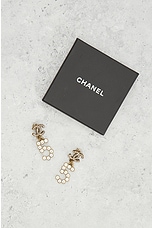 FWRD Renew Chanel Coco Mark Rhinestone Earrings in Gold, view 6, click to view large image.