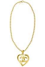 FWRD Renew Chanel Coco Mark Heart Necklace in Gold, view 1, click to view large image.