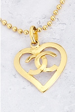 FWRD Renew Chanel Coco Mark Heart Necklace in Gold, view 3, click to view large image.