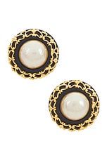 FWRD Renew Chanel Pearl Earrings in Gold, view 1, click to view large image.