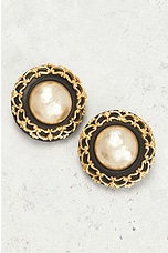 FWRD Renew Chanel Pearl Earrings in Gold, view 4, click to view large image.