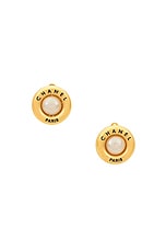 FWRD Renew Chanel Pearl Clip-On Earrings in Gold, view 1, click to view large image.
