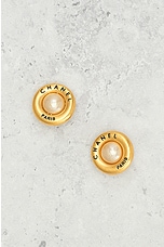 FWRD Renew Chanel Pearl Clip-On Earrings in Gold, view 2, click to view large image.