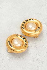 FWRD Renew Chanel Pearl Clip-On Earrings in Gold, view 5, click to view large image.