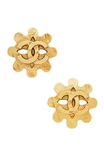 FWRD Renew Chanel 1994 Coco Mark Clip-On Earrings in Gold, view 1, click to view large image.