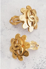 FWRD Renew Chanel 1994 Coco Mark Clip-On Earrings in Gold, view 4, click to view large image.