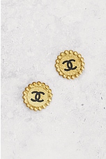 FWRD Renew Chanel 1995 Coco Mark Clip-On Earrings in Gold, view 2, click to view large image.