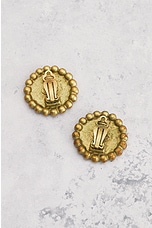 FWRD Renew Chanel 1995 Coco Mark Clip-On Earrings in Gold, view 3, click to view large image.