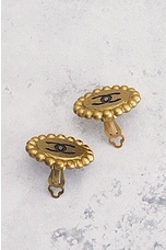 FWRD Renew Chanel 1995 Coco Mark Clip-On Earrings in Gold, view 4, click to view large image.