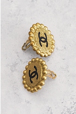 FWRD Renew Chanel 1995 Coco Mark Clip-On Earrings in Gold, view 5, click to view large image.