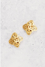FWRD Renew Chanel Coco Mark Earrings in Gold, view 2, click to view large image.