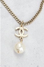 FWRD Renew Chanel Coco Mark Pearl Necklace in Gold, view 4, click to view large image.