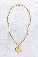 FWRD Renew Chanel 1995 CC Heart Necklace in Gold, view 2, click to view large image.