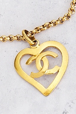 FWRD Renew Chanel 1995 CC Heart Necklace in Gold, view 4, click to view large image.