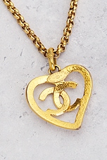 FWRD Renew Chanel 1995 CC Heart Necklace in Gold, view 5, click to view large image.