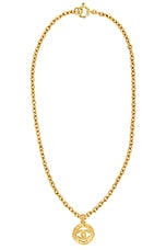 FWRD Renew Chanel 1994 Coco Mark Necklace in Gold, view 1, click to view large image.