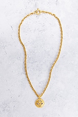 FWRD Renew Chanel 1994 Coco Mark Necklace in Gold, view 2, click to view large image.