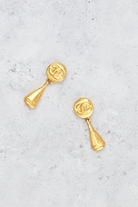 FWRD Renew Chanel 1996 Coco Mark Clip-On Earrings in Gold, view 2, click to view large image.