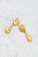 FWRD Renew Chanel 1996 Coco Mark Clip-On Earrings in Gold, view 5, click to view large image.