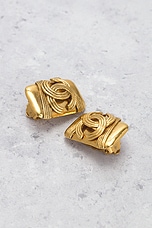 FWRD Renew Chanel 1994 Coco Mark Clip-On Earrings in Gold, view 5, click to view large image.