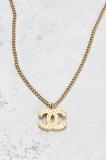 FWRD Renew Chanel 1998 Coco Mark Necklace in Gold, view 3, click to view large image.