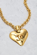 FWRD Renew Chanel 1993 CC Heart Necklace in Gold, view 3, click to view large image.