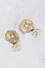 FWRD Renew Chanel Camellia Earrings in Silver, view 2, click to view large image.