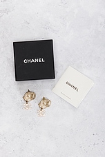 FWRD Renew Chanel Camellia Earrings in Silver, view 4, click to view large image.