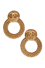 FWRD Renew Chanel CC Clip-On Earrings in Gold, view 1, click to view large image.