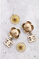 FWRD Renew Chanel Coco Mark Camellia Swing Earrings in Cream, view 5, click to view large image.
