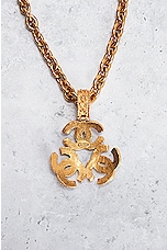 FWRD Renew Chanel 1994 Triple CC Pendant Necklace in Gold, view 4, click to view large image.