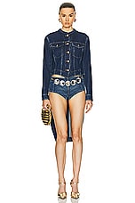 FWRD Renew Louis Vuitton Denim Tail Jacket in Blue, view 4, click to view large image.
