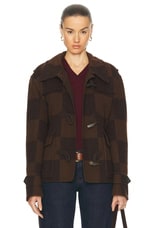 FWRD Renew Louis Vuitton Damier Duffle Jacket in Brown, view 1, click to view large image.