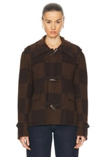 FWRD Renew Louis Vuitton Damier Duffle Jacket in Brown, view 2, click to view large image.