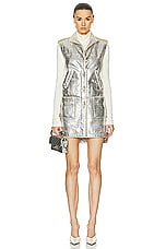 FWRD Renew Chanel Metallic Vest in Silver, view 1, click to view large image.