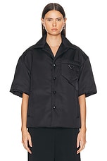 FWRD Renew Prada Nylon Short Sleeve Padded Jacket in Black, view 1, click to view large image.