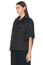 FWRD Renew Prada Nylon Short Sleeve Padded Jacket in Black, view 4, click to view large image.