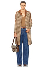FWRD Renew Gucci GG Long Jacket in Beige, view 1, click to view large image.