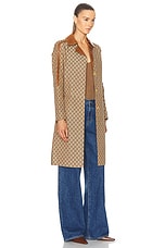 FWRD Renew Gucci GG Long Jacket in Beige, view 2, click to view large image.