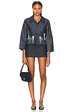 FWRD Renew Chanel Sequin Coco Denim Jacket in Dark Blue, view 4, click to view large image.