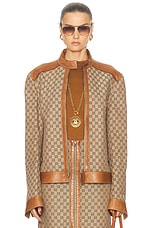 FWRD Renew Gucci GG Moto Jacket in Beige, view 1, click to view large image.