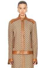 FWRD Renew Gucci GG Moto Jacket in Beige, view 2, click to view large image.