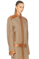 FWRD Renew Gucci GG Moto Jacket in Beige, view 3, click to view large image.