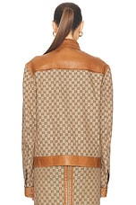 FWRD Renew Gucci GG Moto Jacket in Beige, view 4, click to view large image.